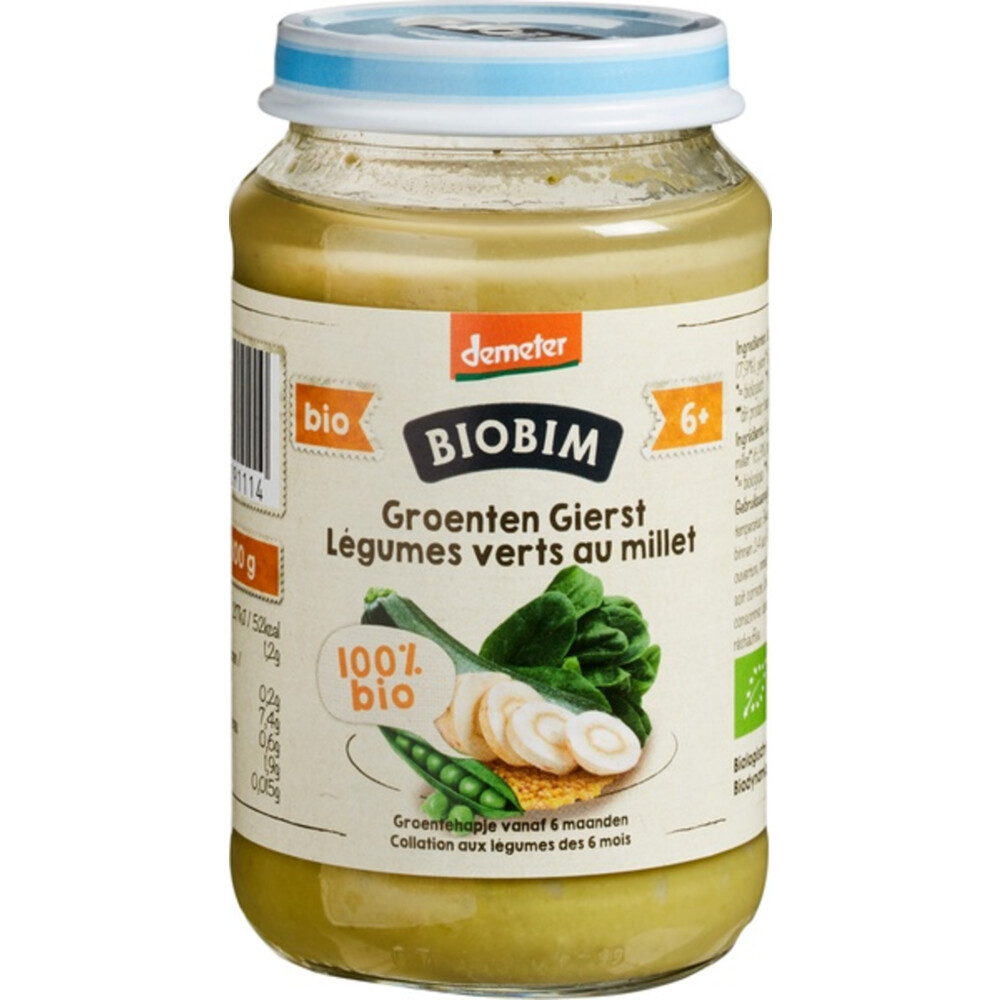 6x Biobim Groentehapje 6+ mnd Groenten & Gierst190 gr