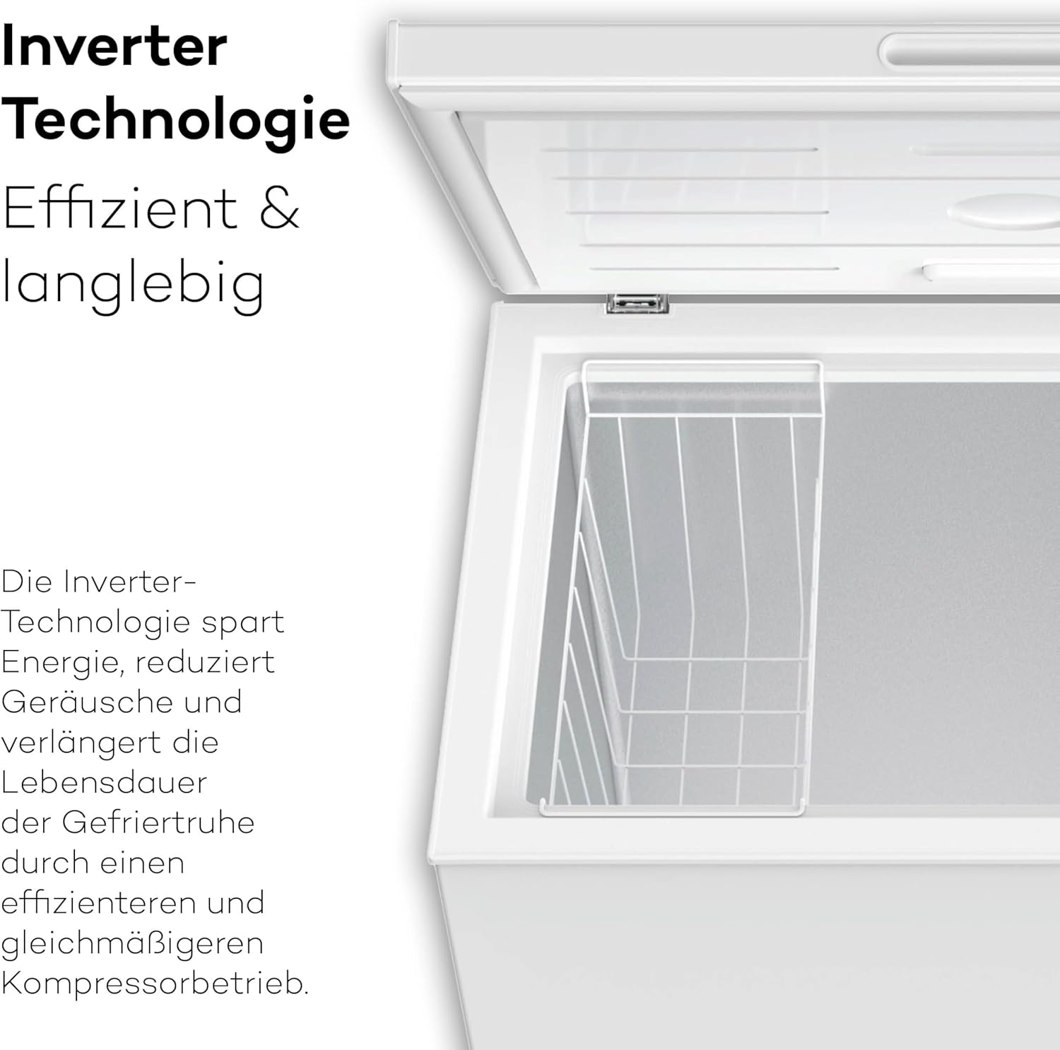 GT200S Gefriertruhe 199 L – Weiß – 83,5 x 82,3 x 55,6 cm – Energieklasse E – Schnellgefrieren – 39 dB – 200 kWh/Jahr – 4-Sterne-Kennzeichnung – Freistehend