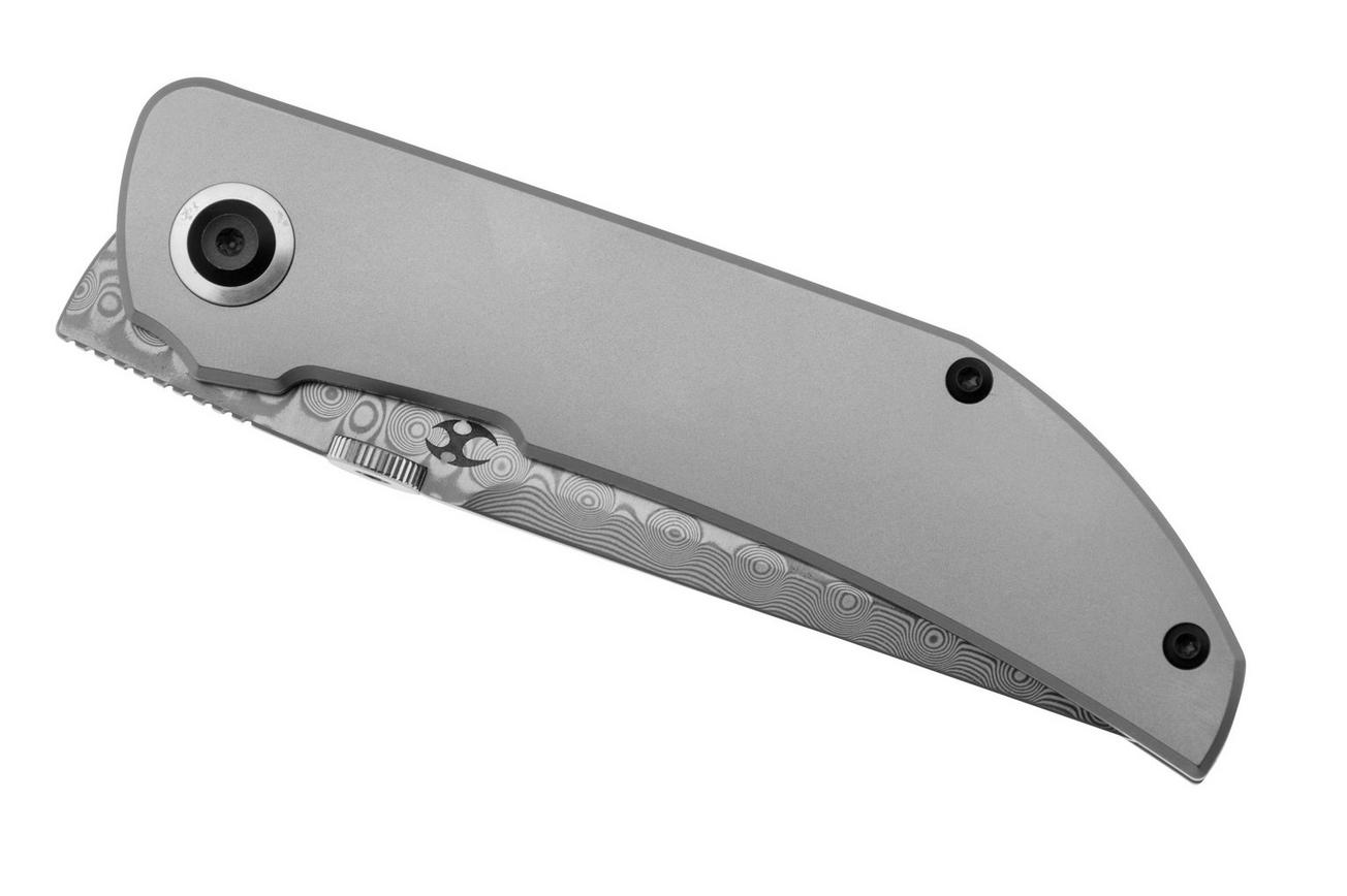 Kansept Tarkin K1078A4 Damascus, Bead Blasted Titanium, zakmes, Matthew Christensen design
