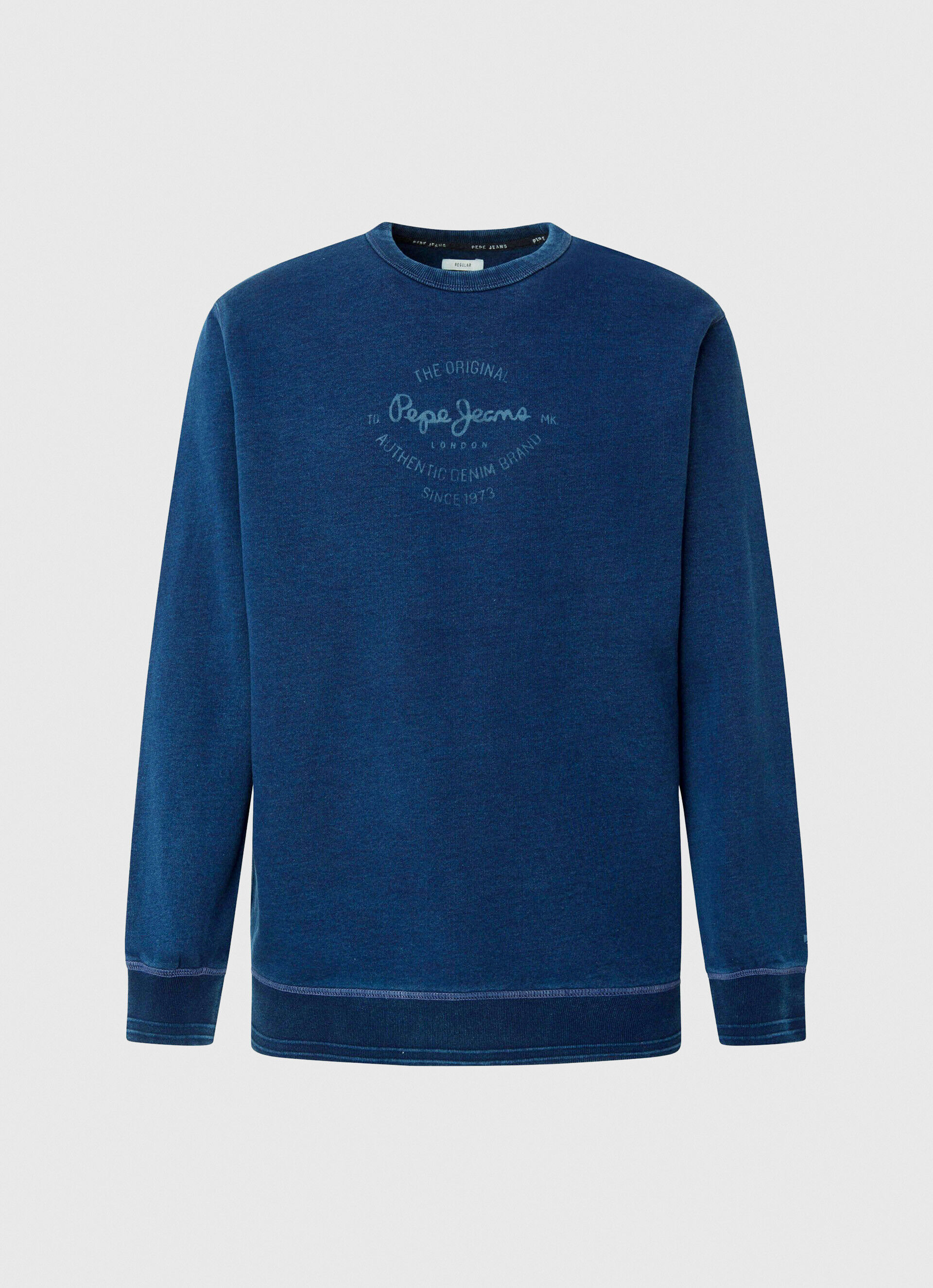 Moletom de algodão com gola redonda - azul índigo