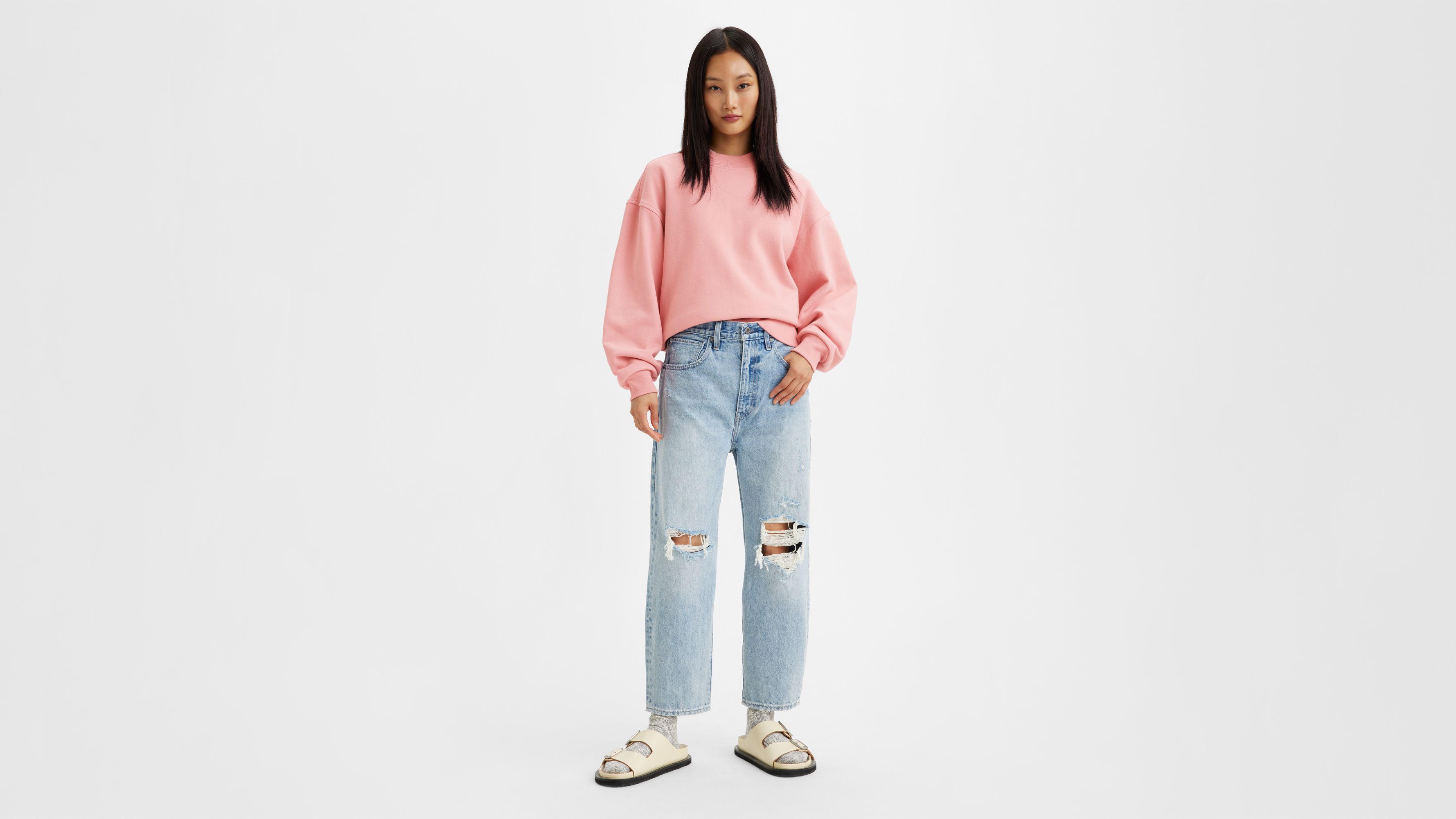 Jean Barrel Levi's® Made & Crafted® - Indigo Destructed - Bleu
