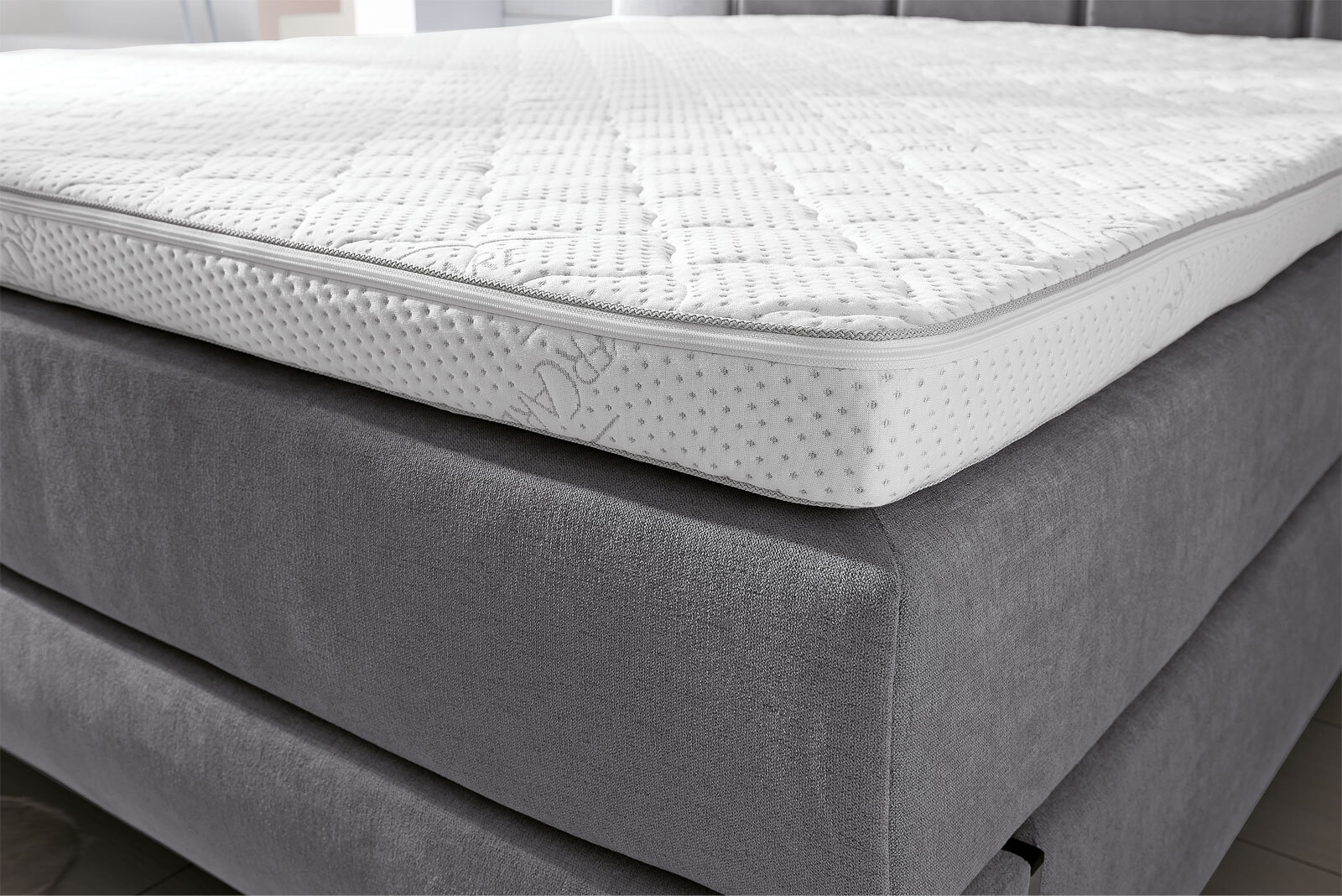 Boxspringbett Teneriffa Stoff Grau ca. 180 x 200 cm