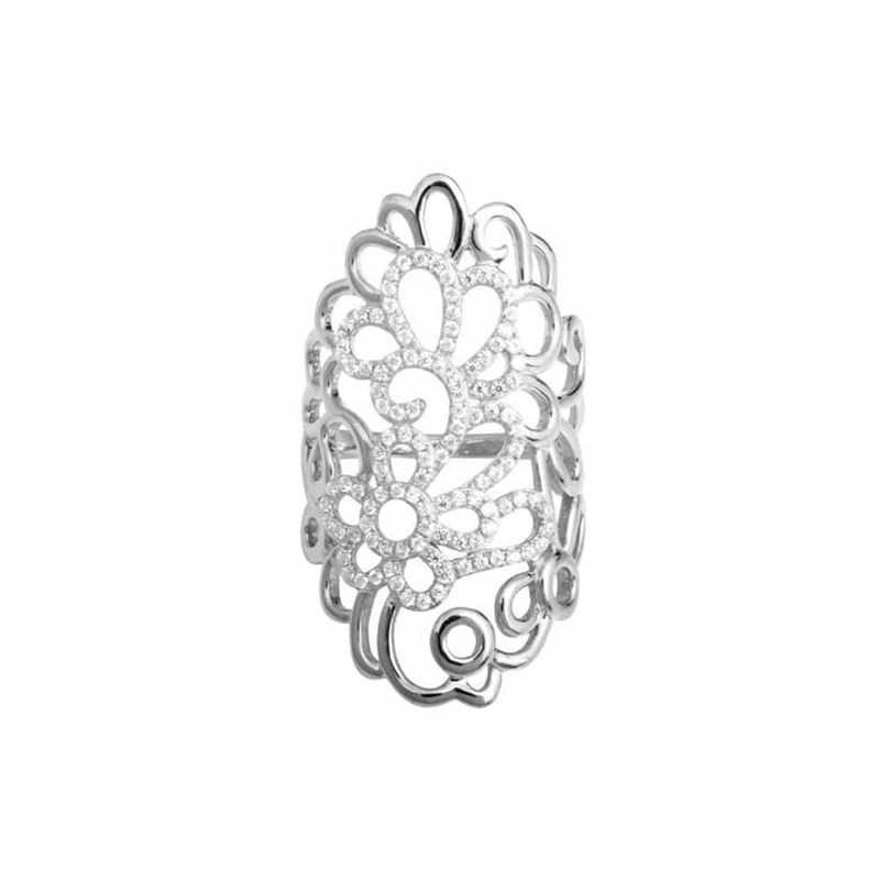 Bague Argent Esprit Floral Rhodié