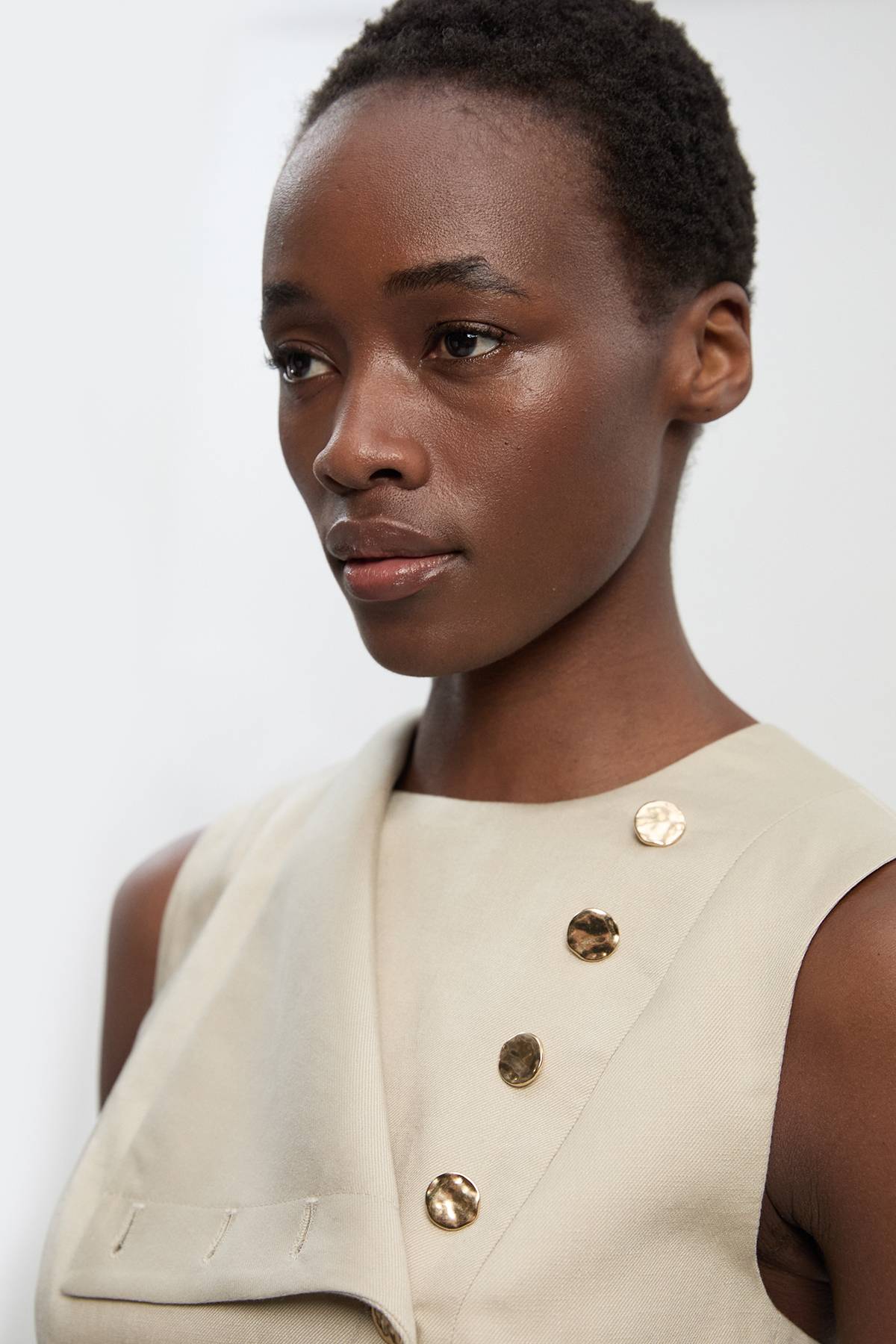 KarenMillen Haut en Lin Ajusté à Boutonnage Devant