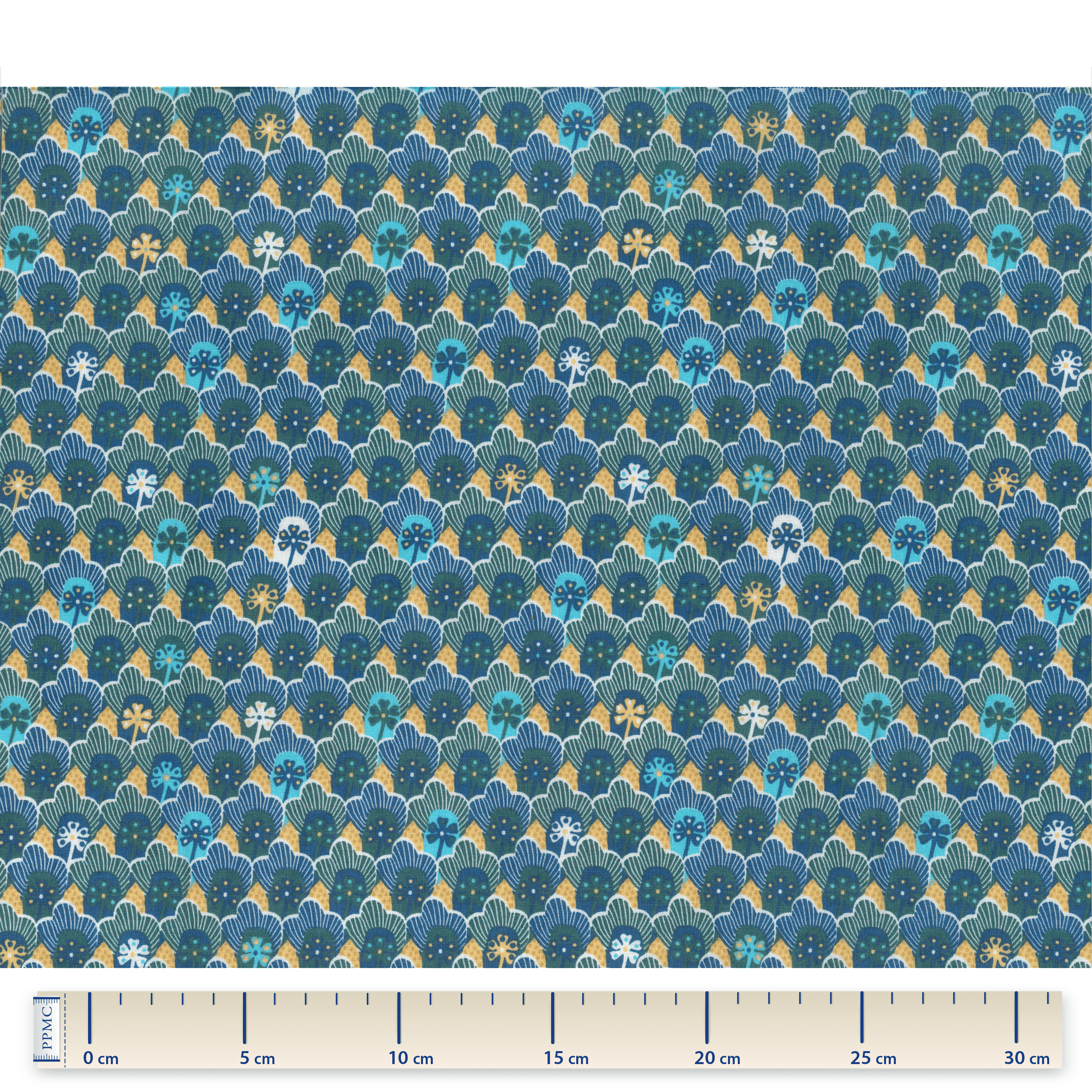 Tissu Coton Au Mètre Fleurs Géo Vert Jaune Ex1071