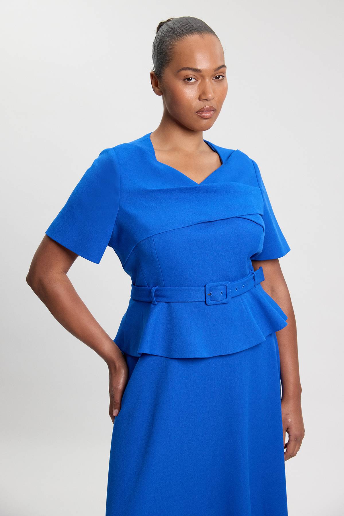KarenMillen Robe Midi Grande Taille Structurée Cintrée Avec Ceinture