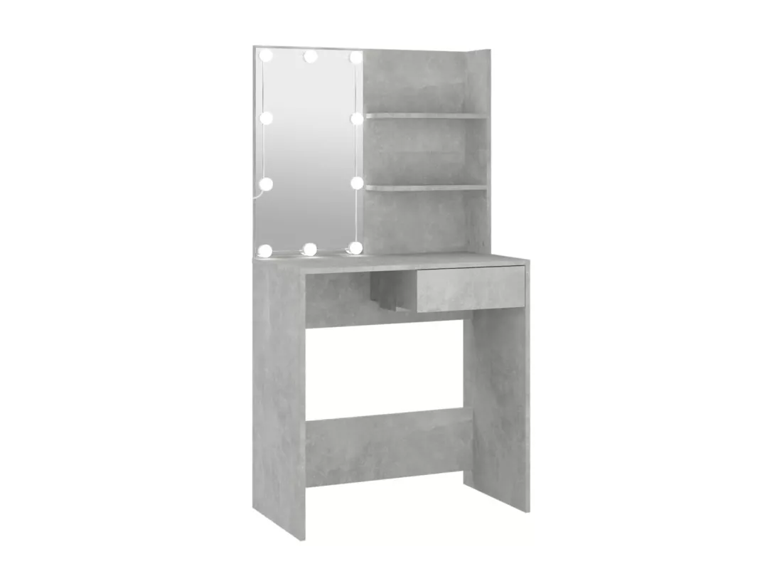 Coiffeuse avec LED Gris béton 74,5x40x141 cm