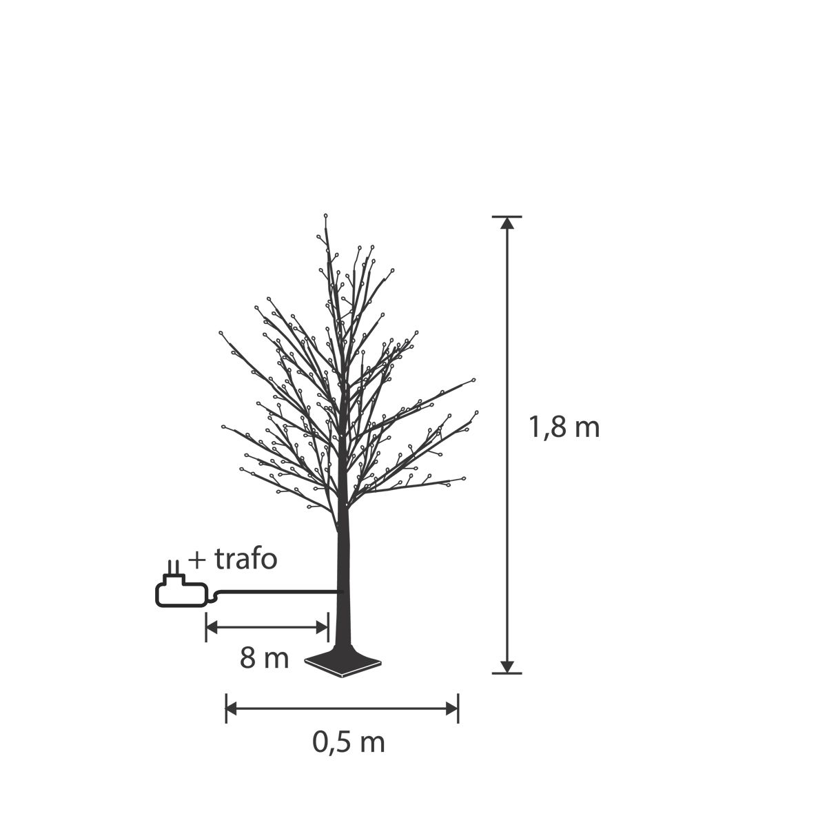 Kerst vloerlamp bruin boom 180cm incl. LED met timer IP44 - Ki
