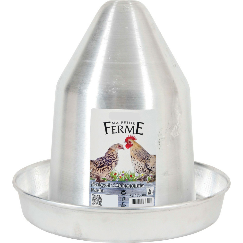 Abreuvoir en aluminium, capacité 6 litres basse cour