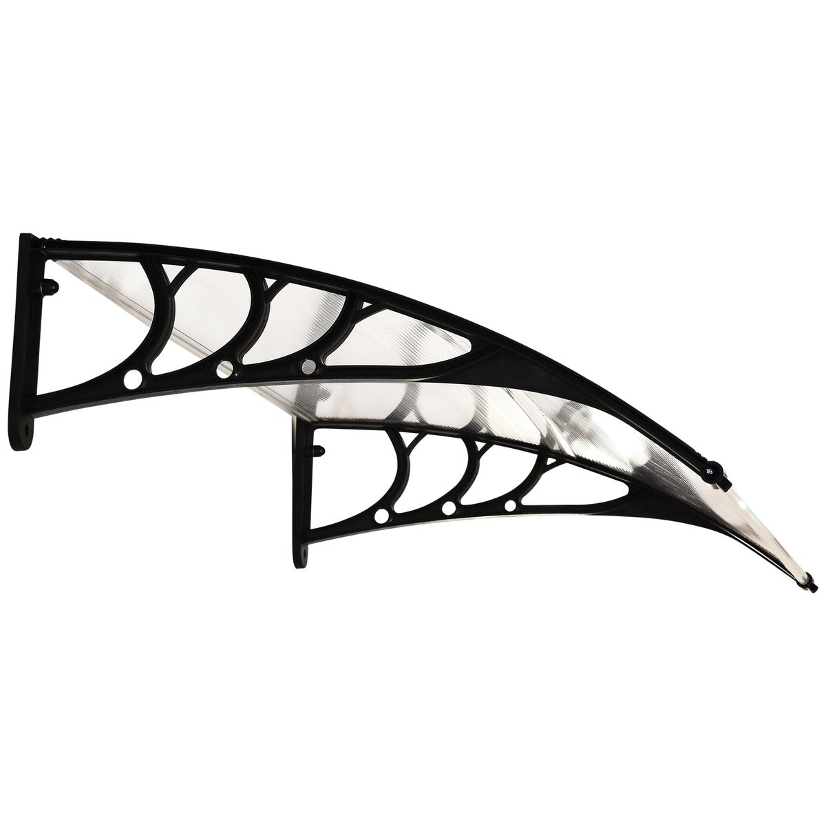 Outsunny Canopy Voordeur Luifel 75 x 100 cm Schuin Luifel Dak Polycarbonaat Wit