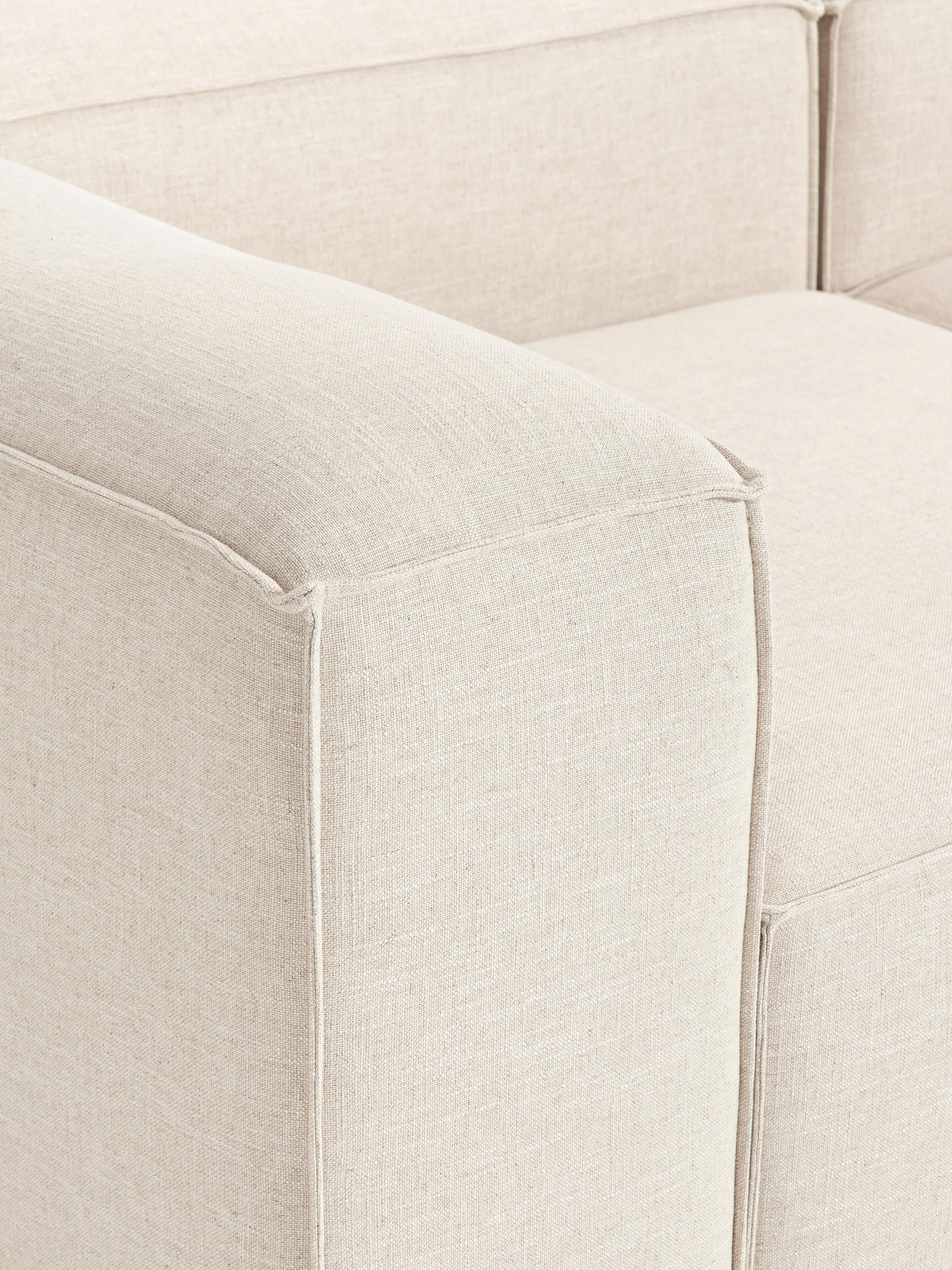 Modulaire bank Lennon (4-zits) van linnenmix met poef (links/rechts)
