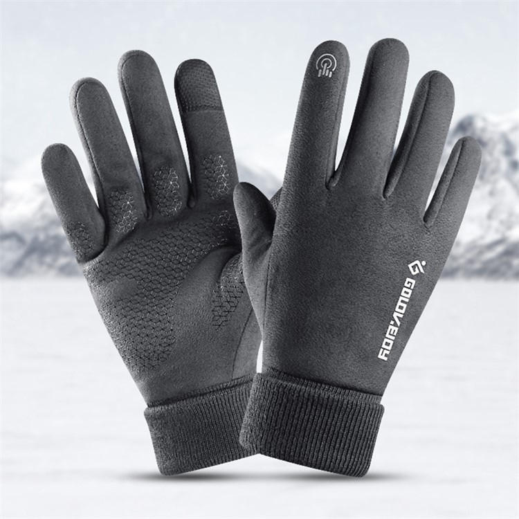 (1 Paar) Gr. L Fleece Handschuhe Kapazitive Herren Touchscreen Handschuhe für Smartphone / Tablet - Grau