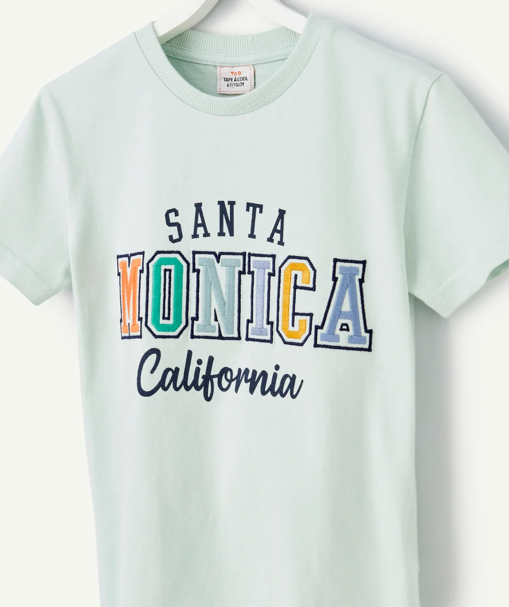 T-SHIRT GARÇON EN COTON BIO VERT SANTA MONICA COLORÉ