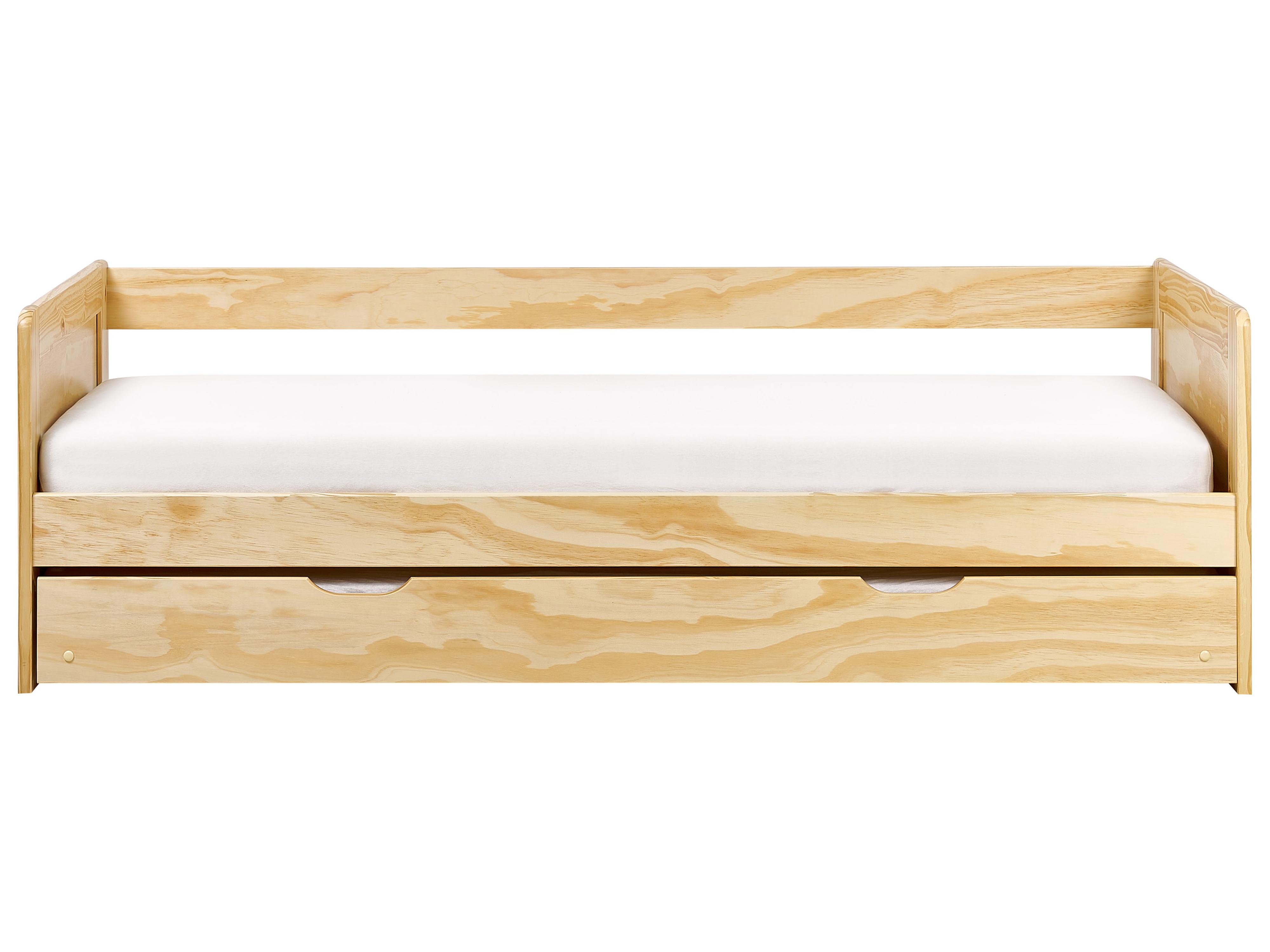 Onderschuifbed Dennenhout GRAVELINES 90 x 200 cm Lichtbruin
