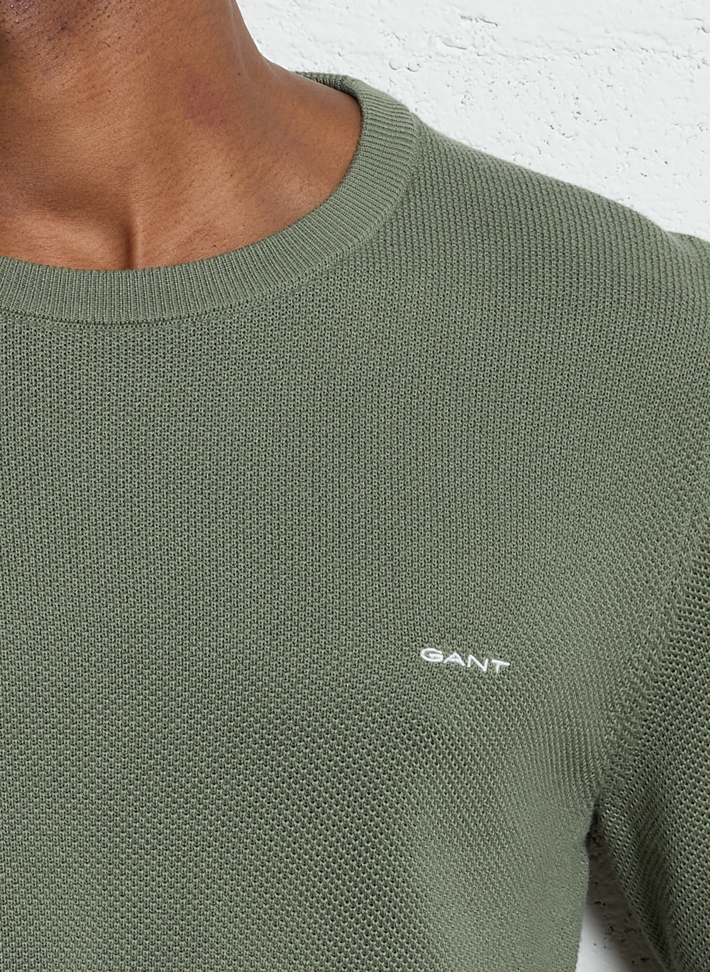 Pull droit col rond en coton | Vert