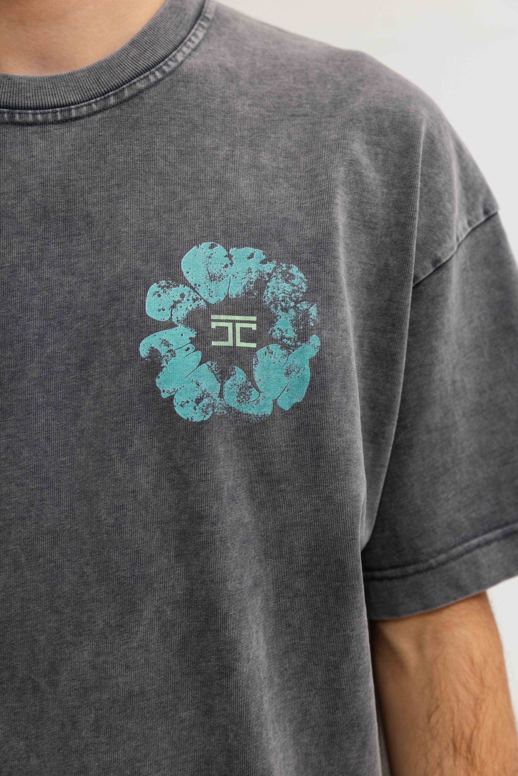 Jorcustom Flowers Loose Fit T-Shirt Heren Donkergrijs