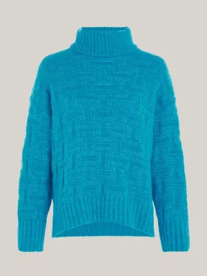 Suéter de gola alta com textura tonal e monograma TH