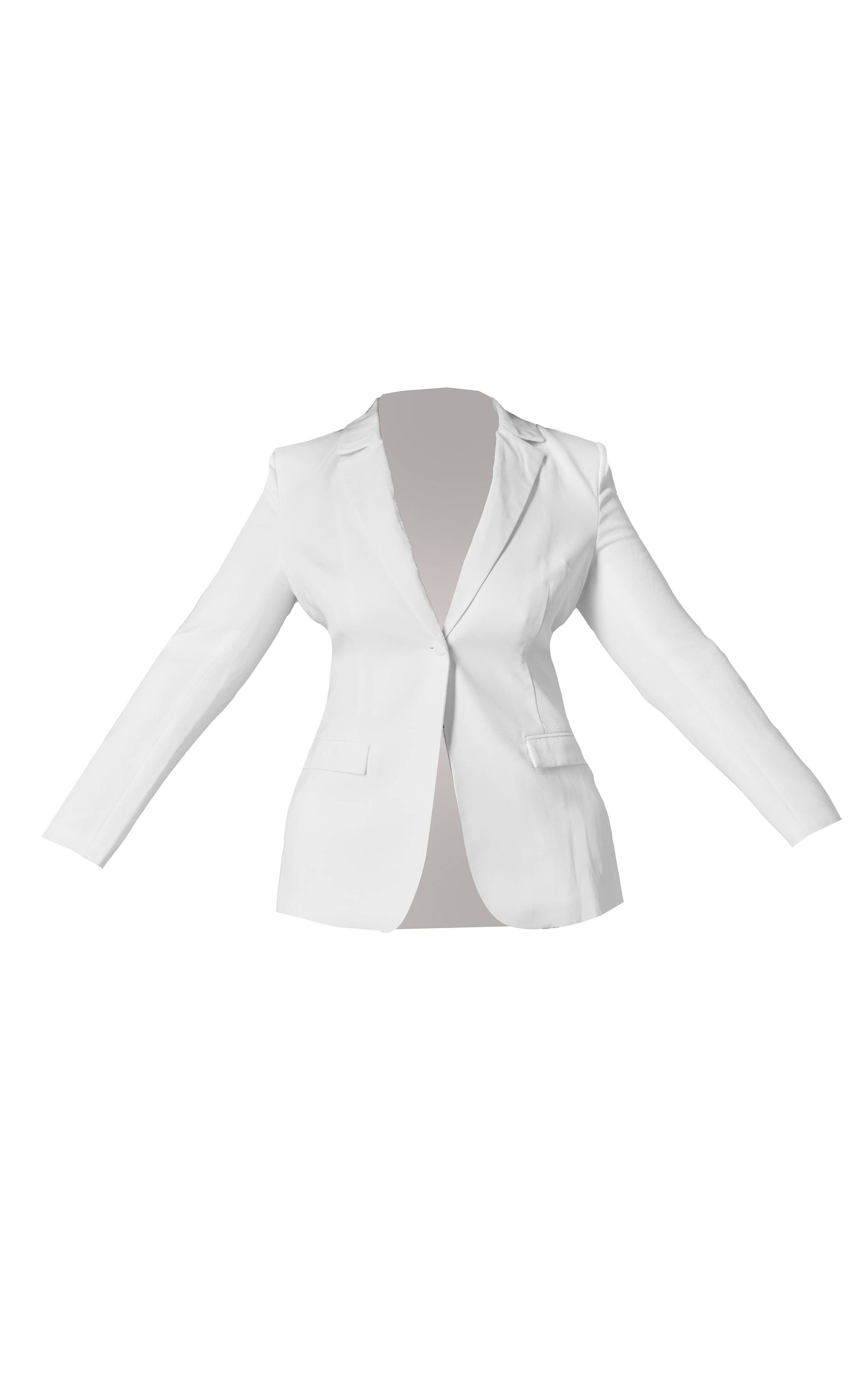Blanc Blazer Ajusté Tissé Premium Plus Coordonné