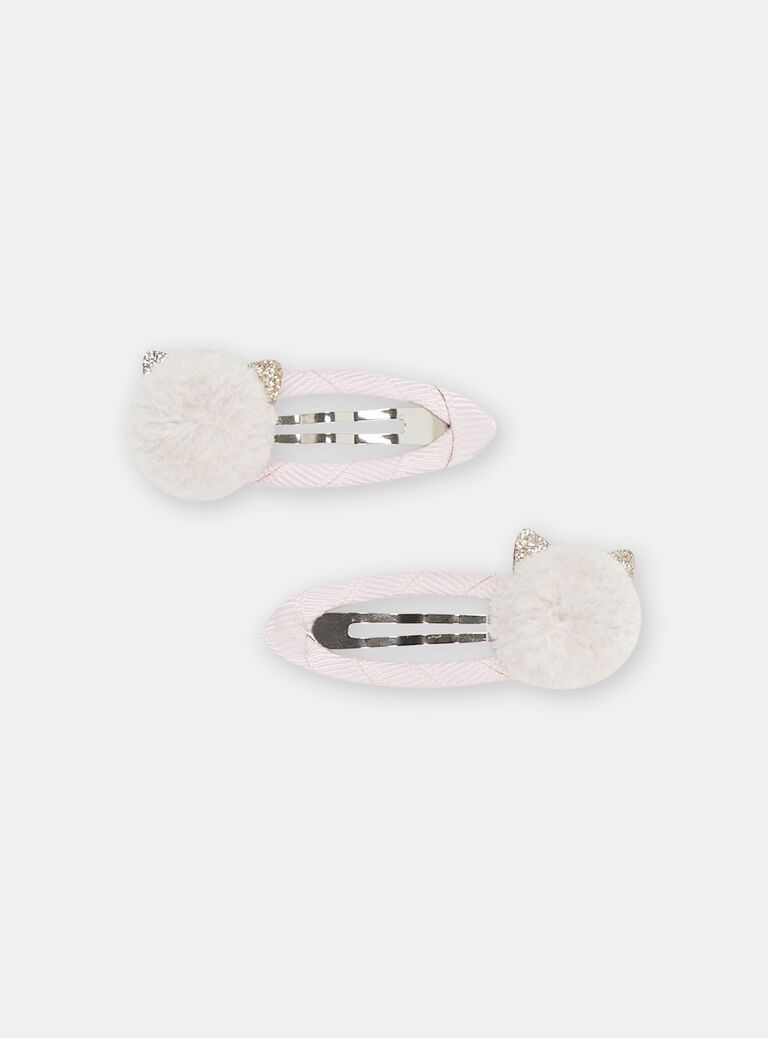 2 barrettes roses oreilles de chat fille