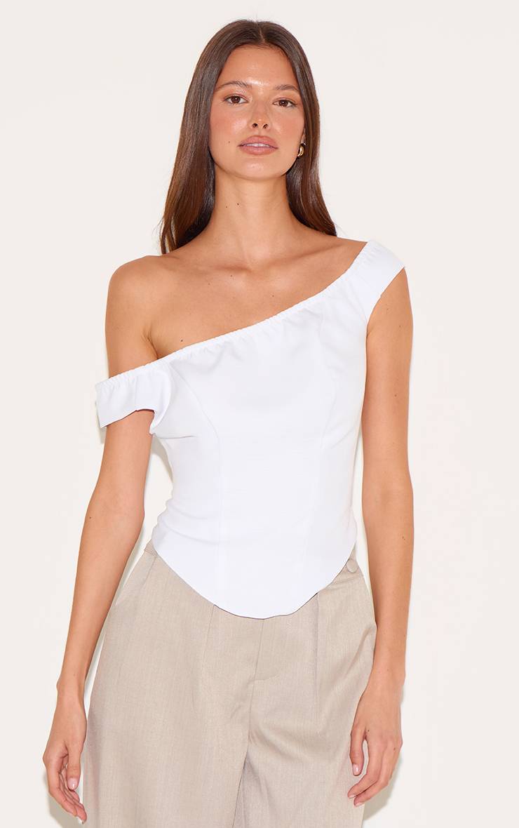 Blanc Corset Bardot Long Tissé