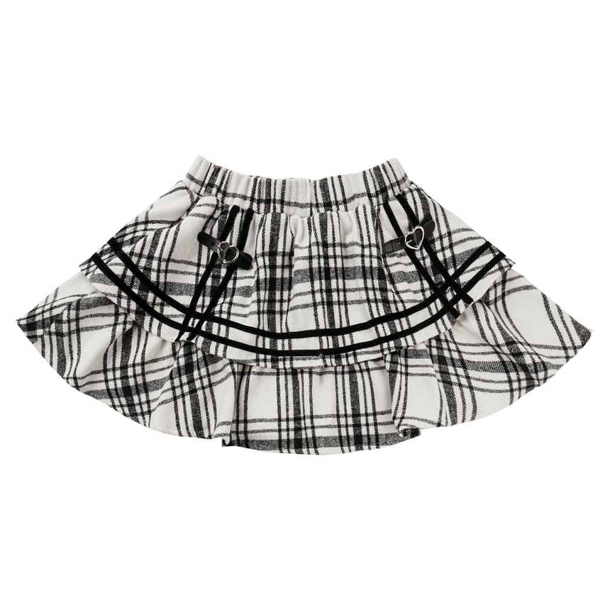 Florimi - T-shirt met lange mouwen en mockneck en raglanmouwen, kraag, geruit paneel, fleecejack met strik, elastische taille en geruite mini-A-lijn rok