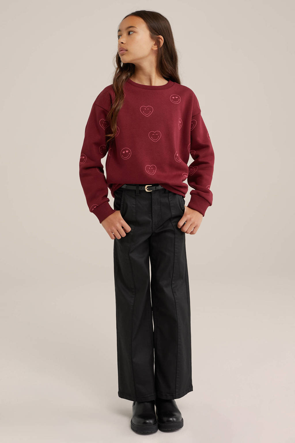 WE Fashion coated high waist loose fit jeans coated denim