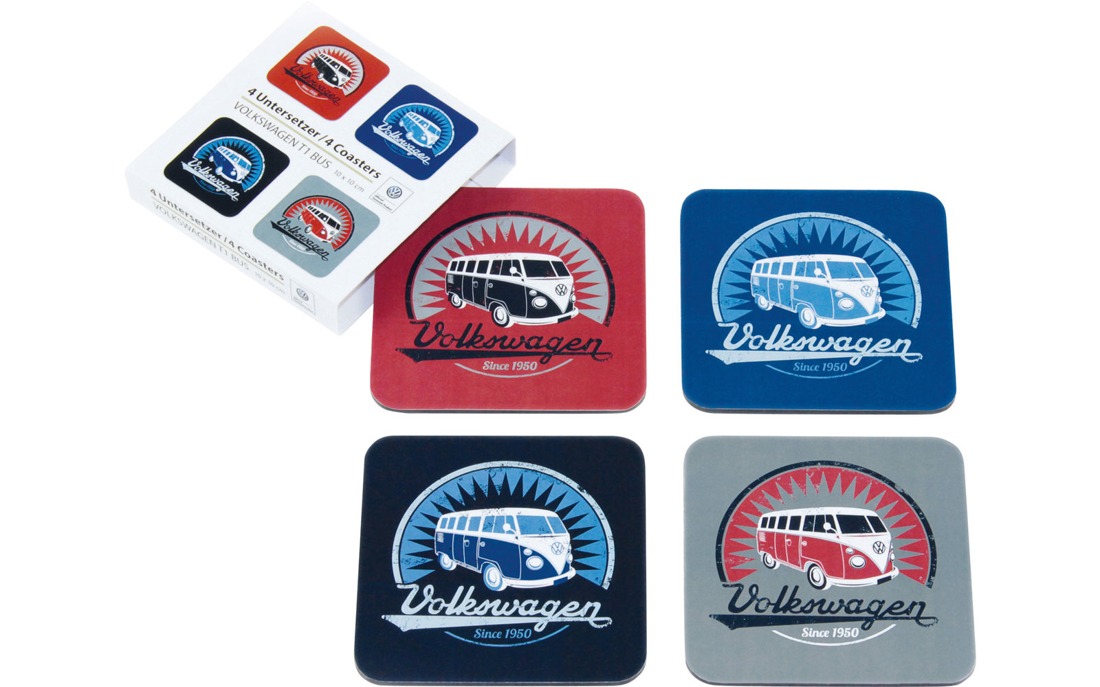 VW Collection T1 Bus Untersetzer 4er Set Bunt