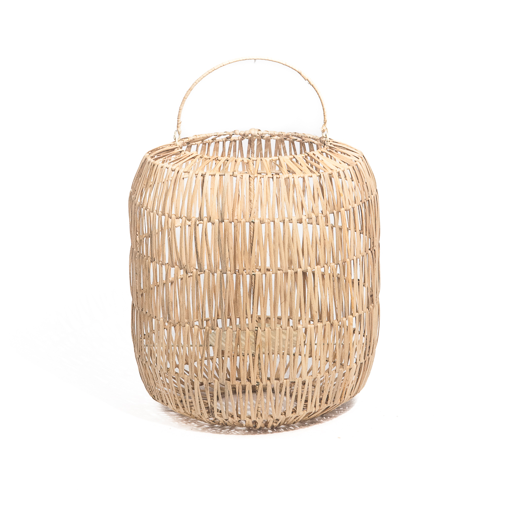 Rotan windlicht / lantaarn natural