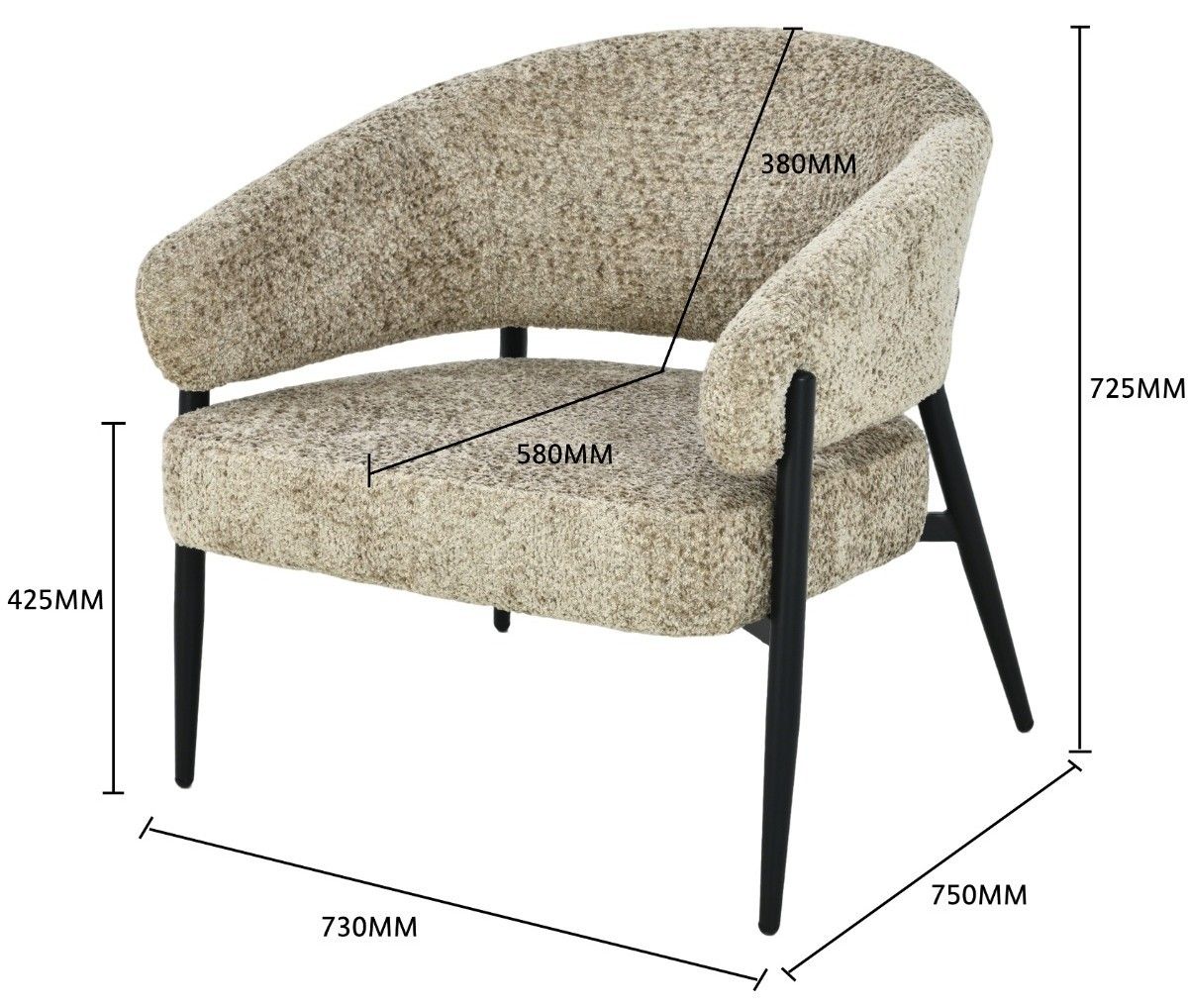 Fauteuil Liver Dilan B73 x D72.5 x H75 cm