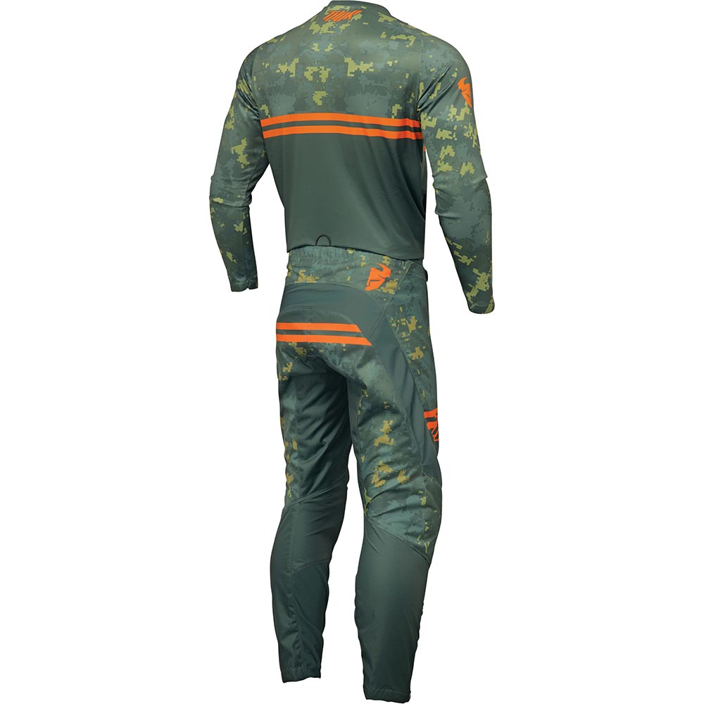 Thor Motocross - Maillot Sector Digi Camo Noir / Camouflage Vert / Orange