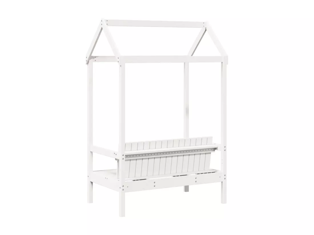 Banc avec toit blanc 117,5x70x176,5 cm bois de pin massif