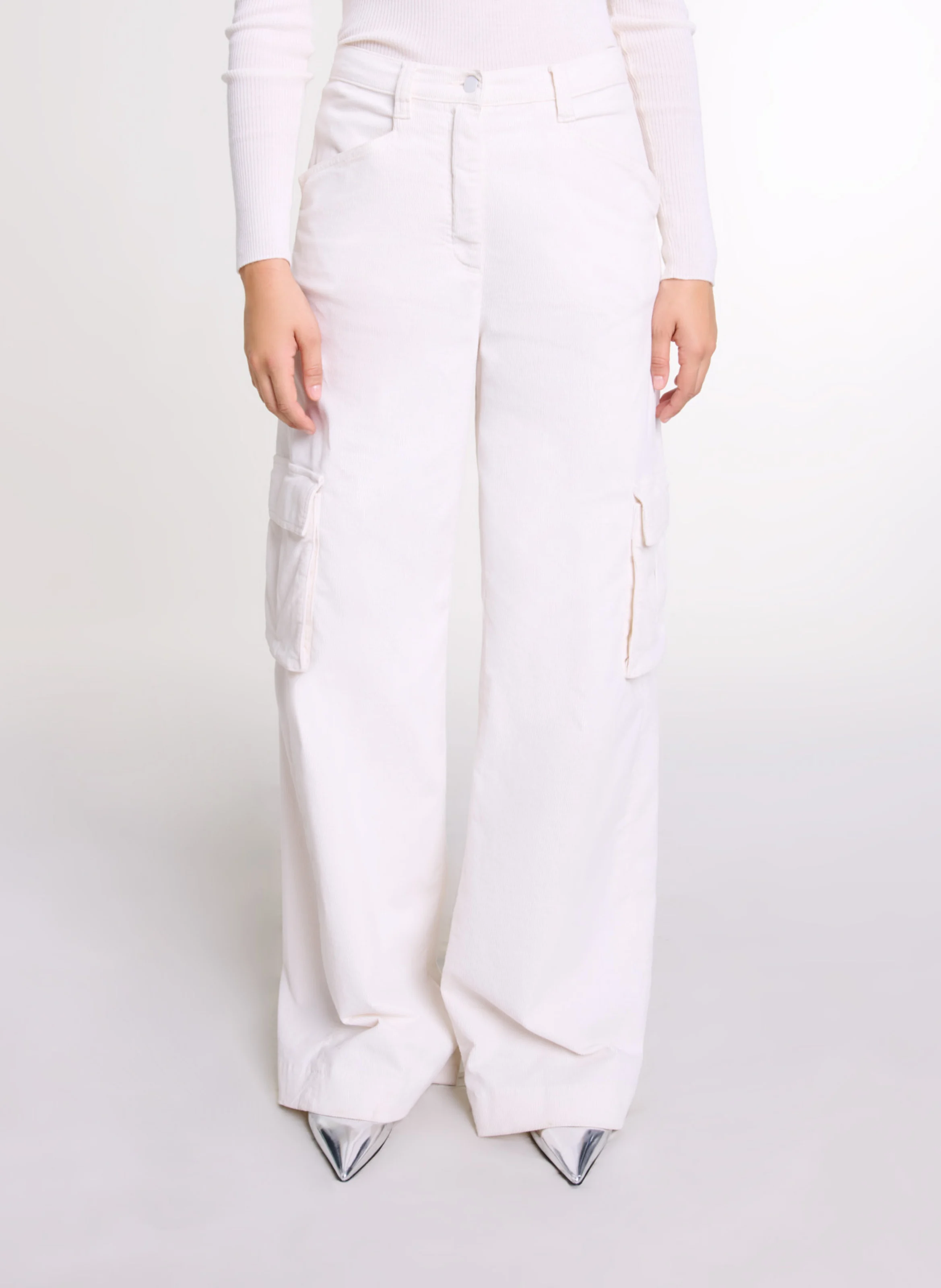Pantalon treillis en coton mélangé | Beige