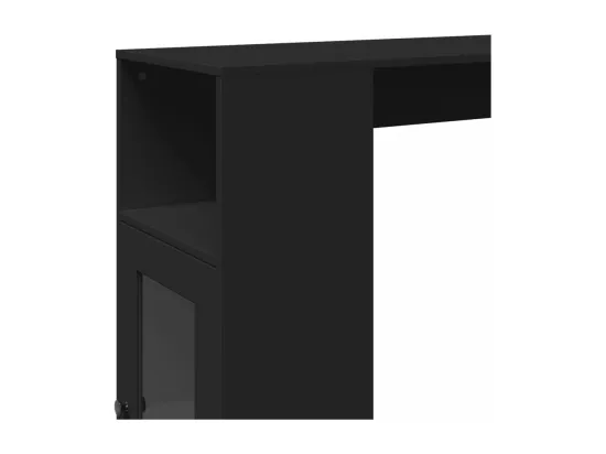 Table de bar avec étagères noir bois d'ingénierie