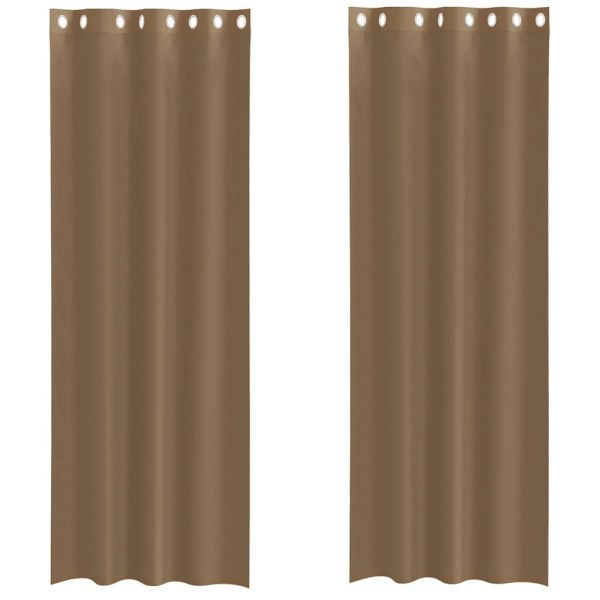 vidaXL Cortinas de Voile com Ilhós 2 Peças Castanho-claro - 3715795662