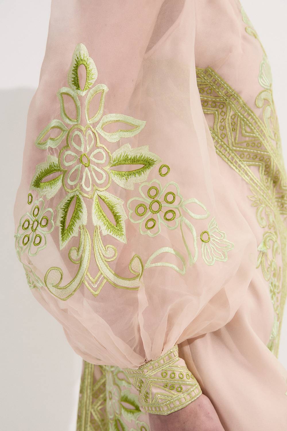 KarenMillen Robe Mini Tissée à Ballons en Organdie Brodée