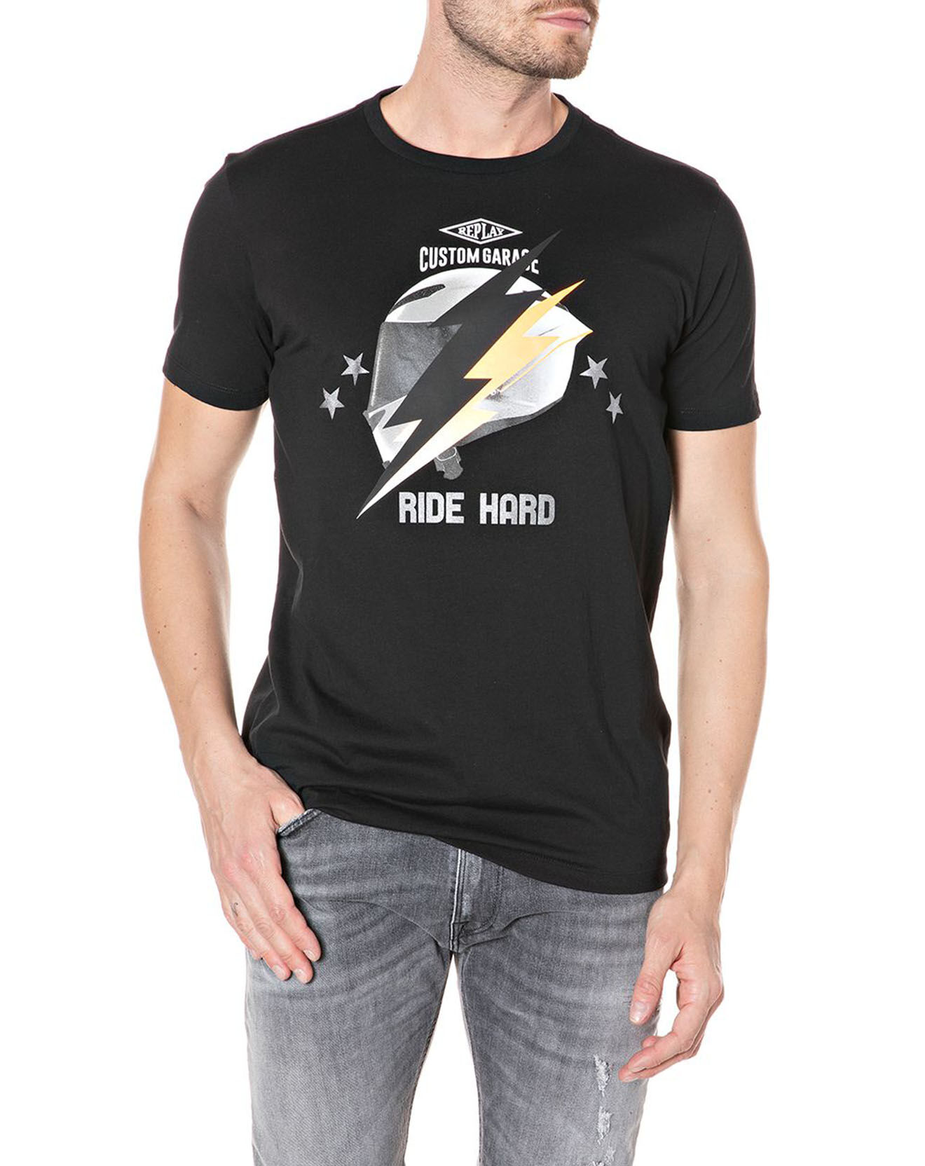 Replay T-Shirt Flash Ride Hard noir