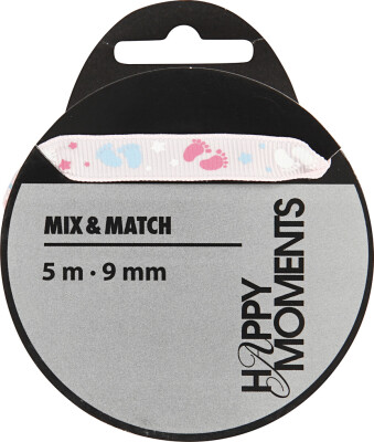 Dekorationsbånd - B 9 MM - Rosa - 5 M