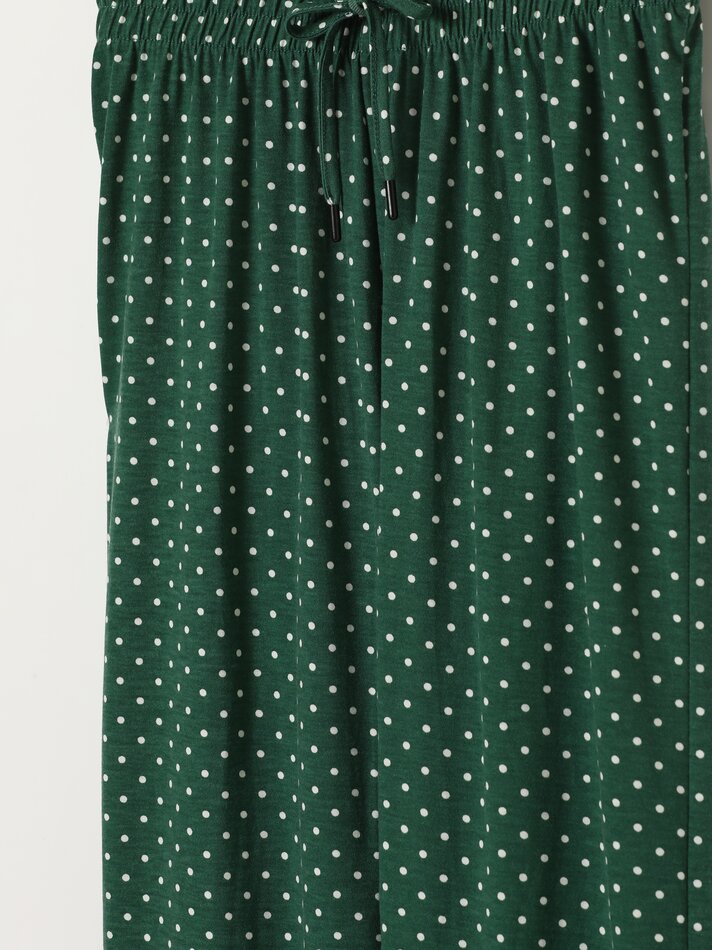 Calças fluidas com laço - Verde