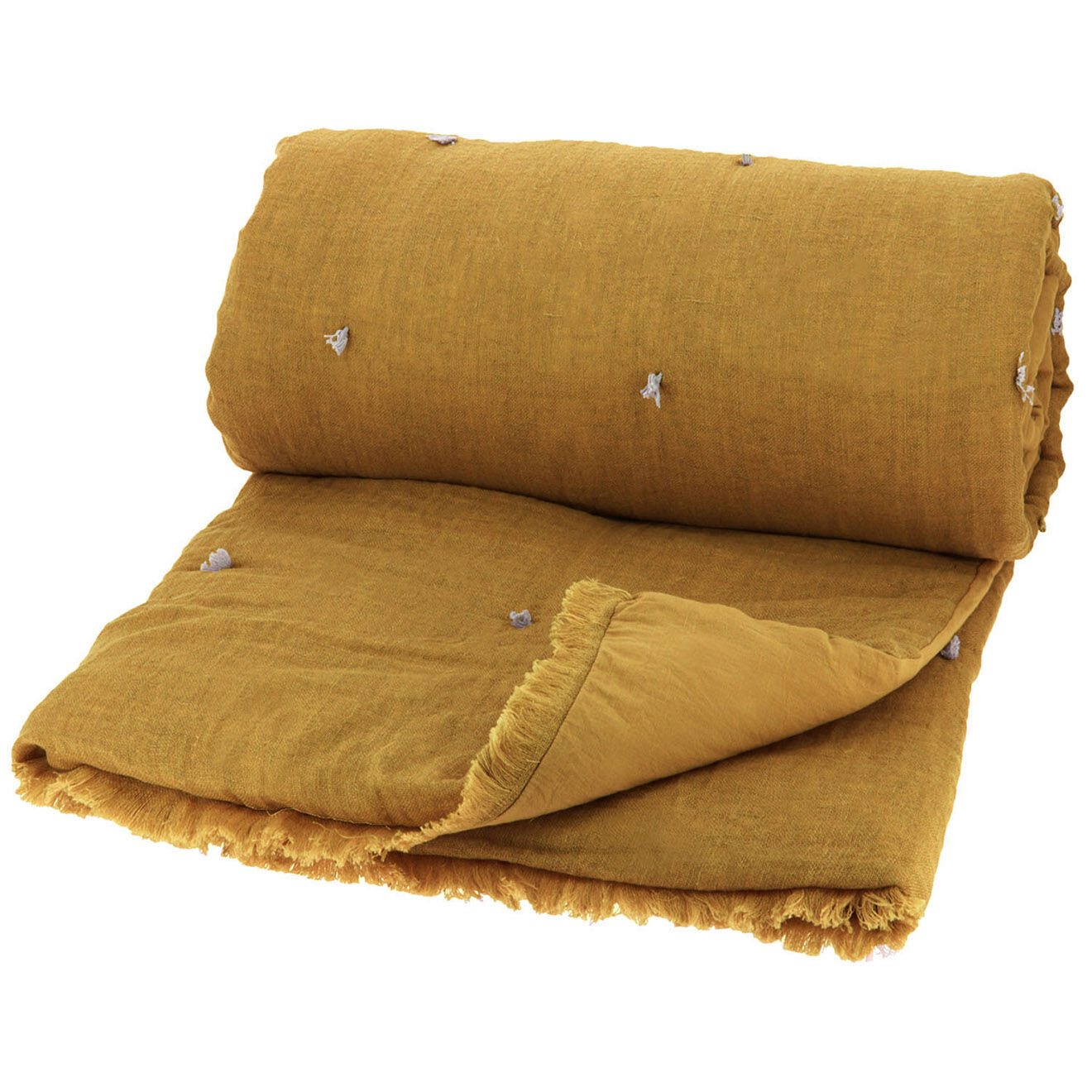 En Fil d'Indienne Edredon Etamine lin mélangé tabac - 140x240 cm