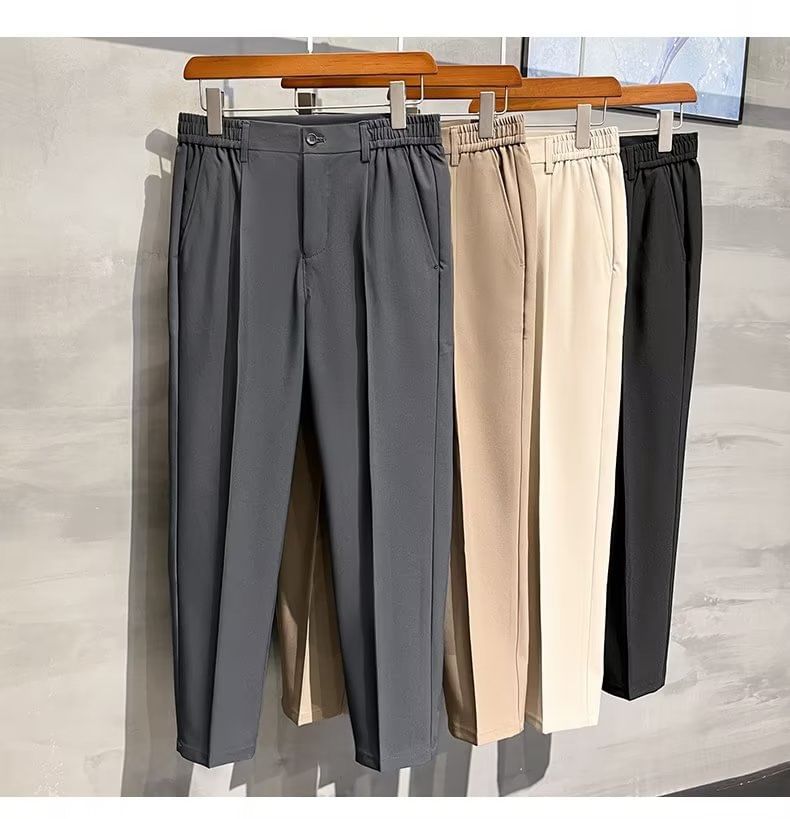 Maxelane - Effen rechte broek met elastische taille (verschillende ontwerpen)