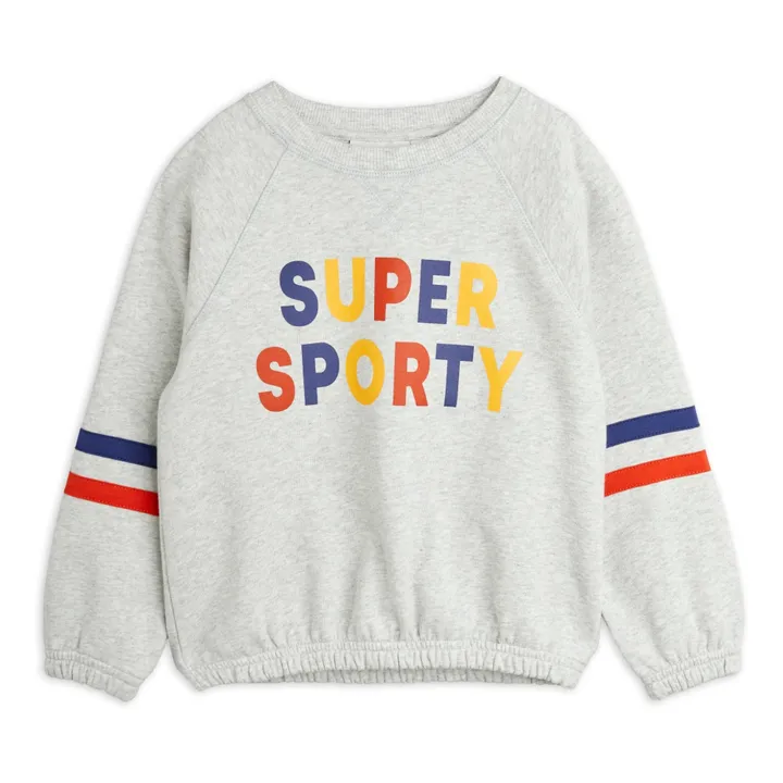 Mini Rodini Sweat Super Sporty Coton Bio | Gris chiné