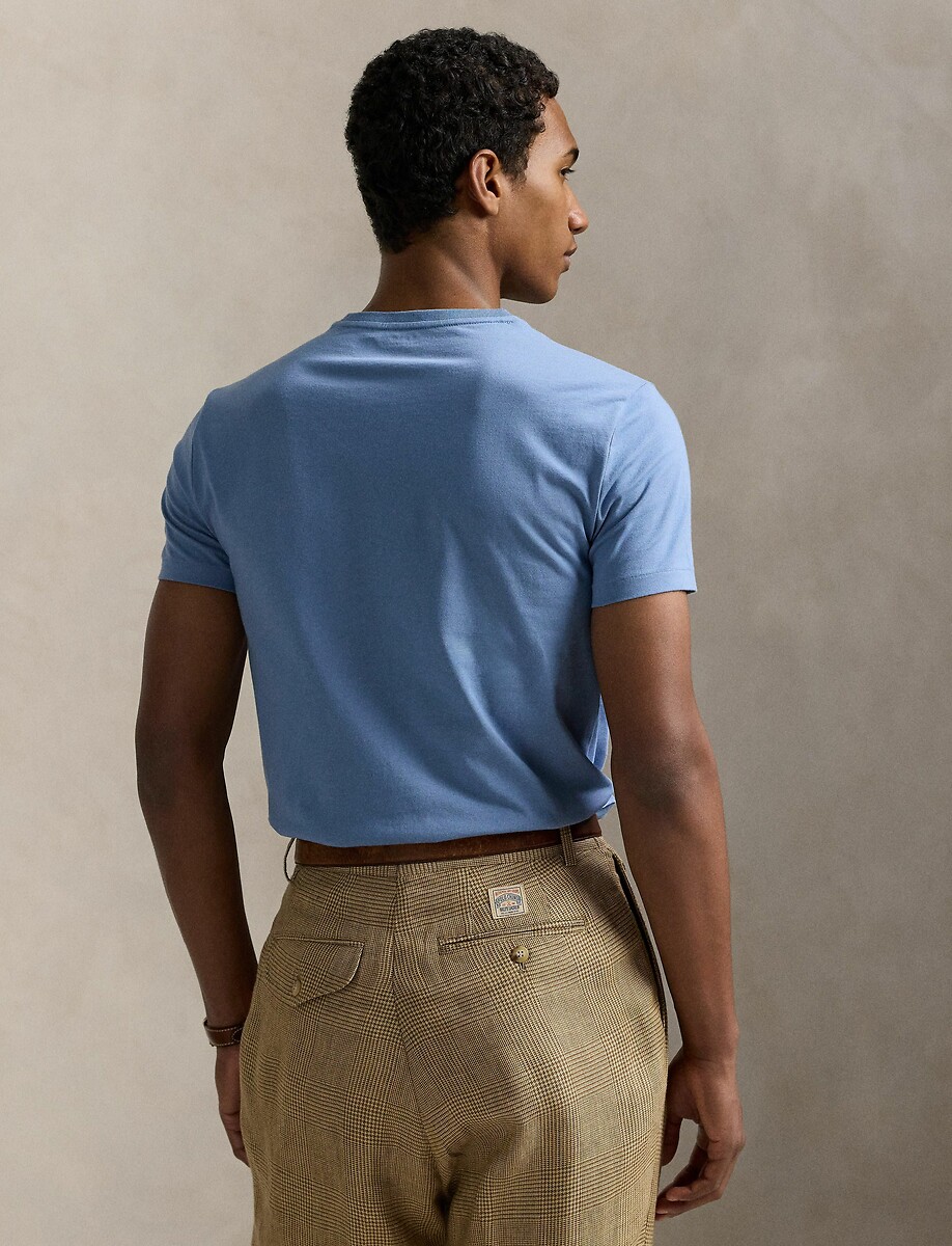 POLO RALPH LAUREN<br>Camiseta lisa de malha fina com logotipo bordado