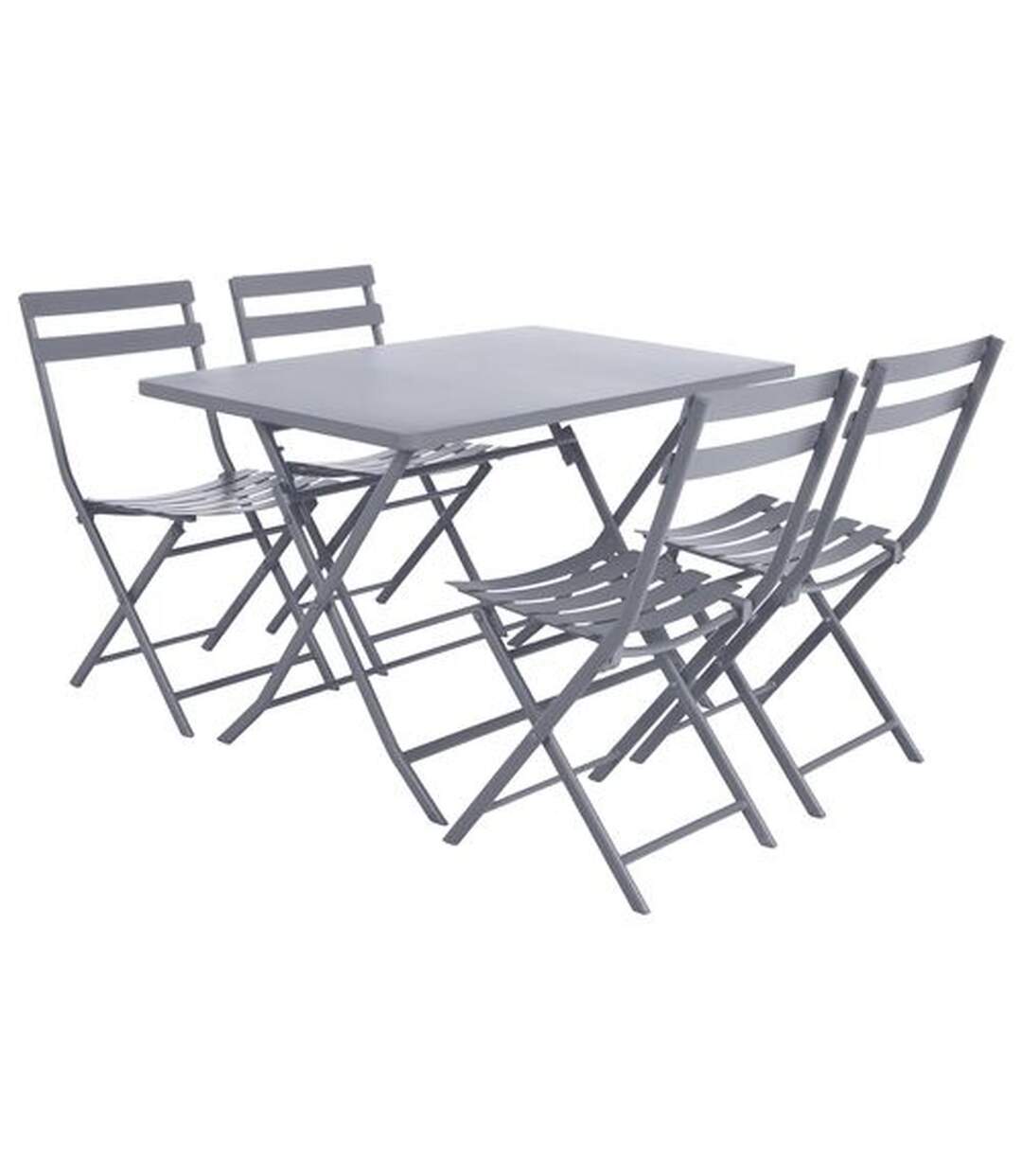Table avec chaises pliables Greensboro - 4 Personnes - Gris quartz