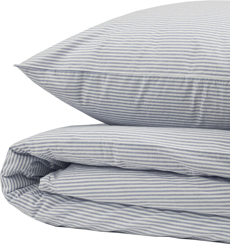 Magasin du Nord Collection Small stripe washed percale 140x200cm Navy/white
