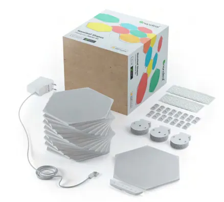 Nanoleaf Shapes Starter Kit - Trådløst belysningssæt - LED x 15 - 2 W - klasse G - RGBW-lys - 1200-6500 K - hexagon