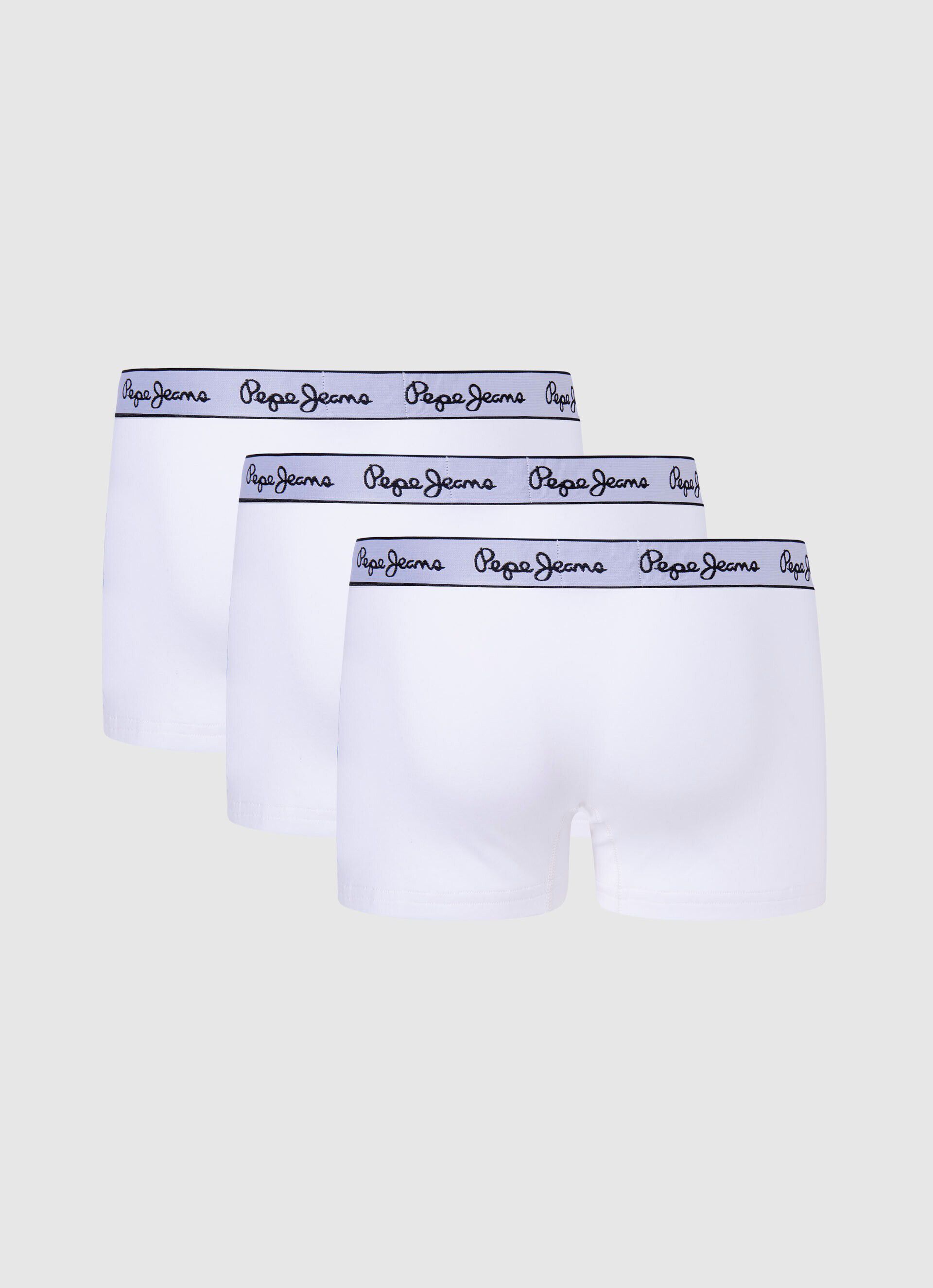 Conjunto de 3 cuecas boxer de algodão elástico - brancas