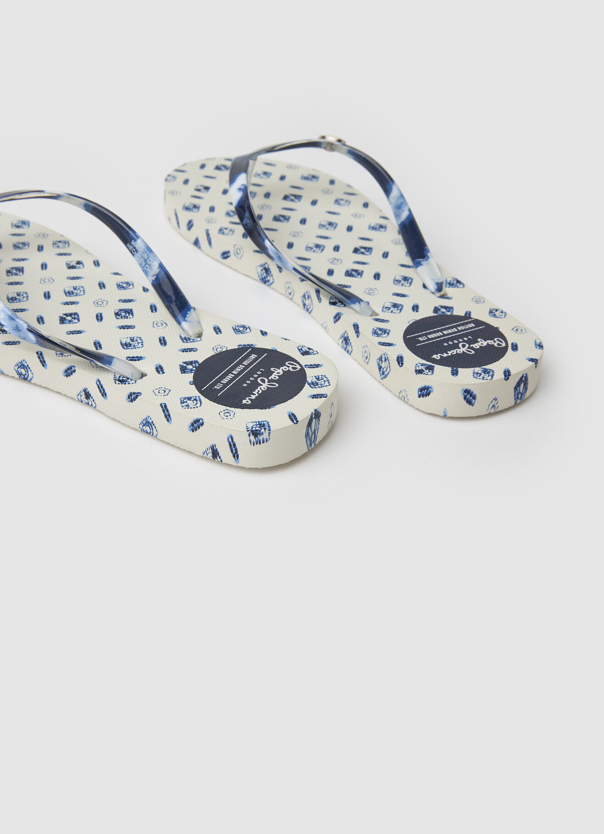 Chinelo de praia azul RAKE - mousse branco