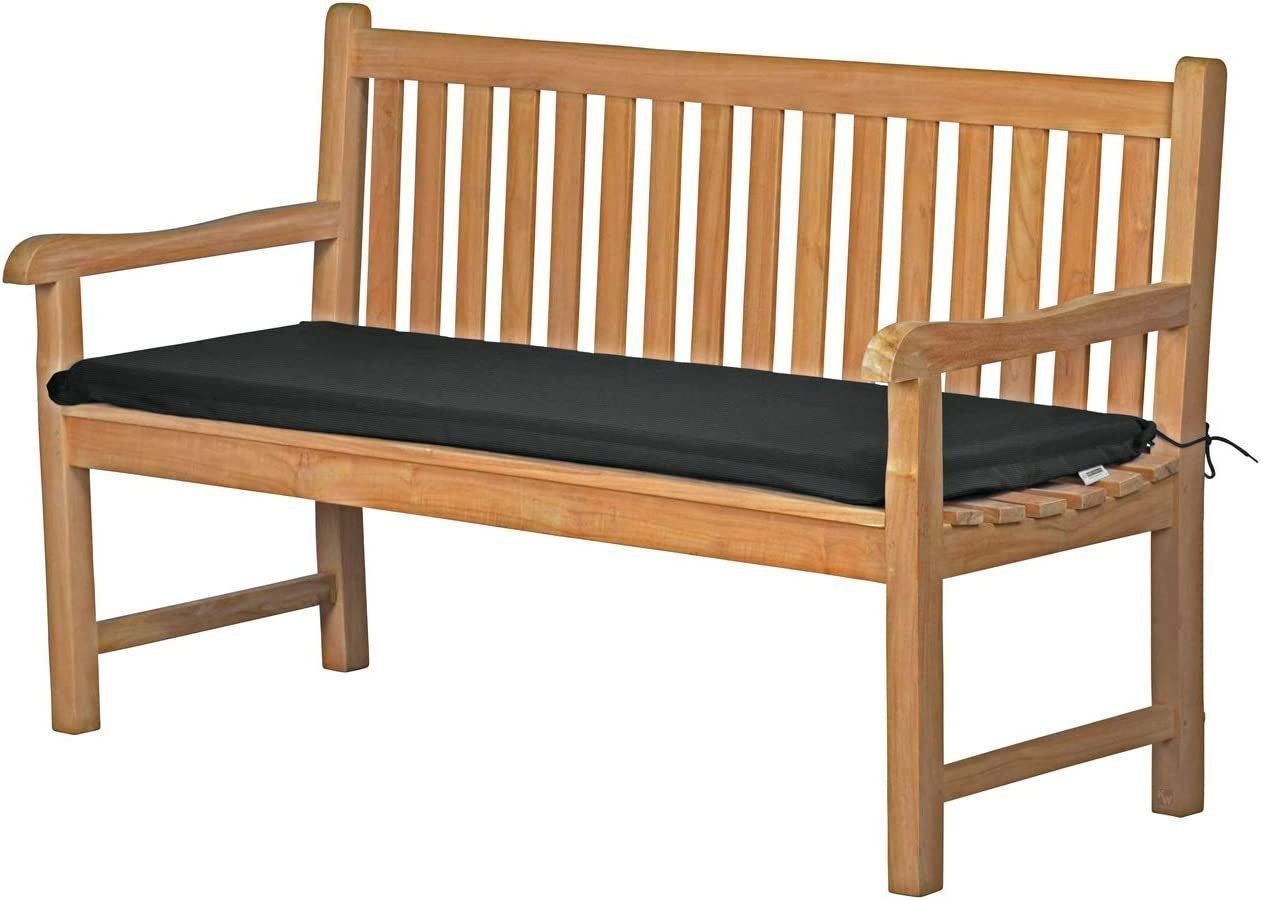 Bankkussen, bankkussen, tuinbankkussen, gestoffeerd kussen, zitkussen, tuinbankkussen, 120 x 40 cm, antraciet/donkergrijs, hoge kwaliteit, Made in Germany