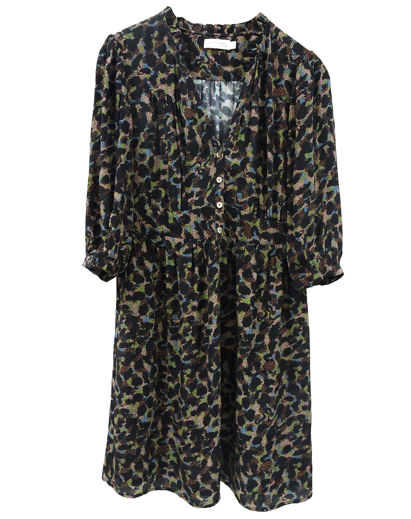 See u Soon Robe Gab imprimée noir/marron