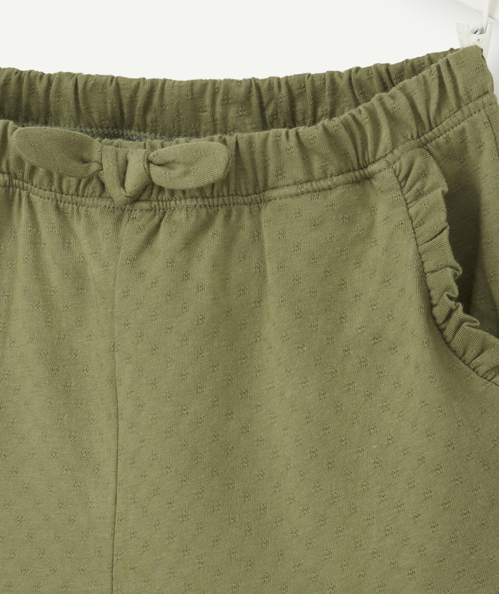 SHORT FILLE KAKI EN COTON